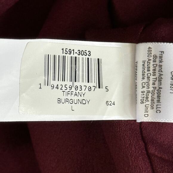 Dress the Population Tiffany One Shoulder Midi Dress Burgundy Size Large NWT - Picture 13 of 13
